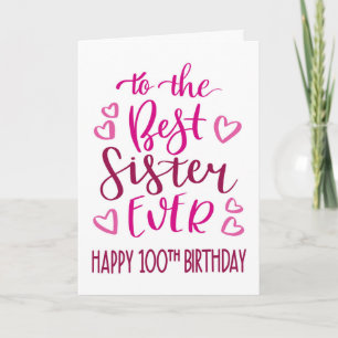 Carte Meilleure Soeur 100e Anniversaire Typographie en r