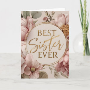 Carte MEILLEURE soeur JAMAIS" Design floral élégant