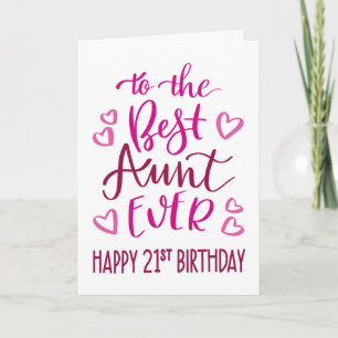 Carte Meilleure tante 21e Anniversaire Typographie en ro