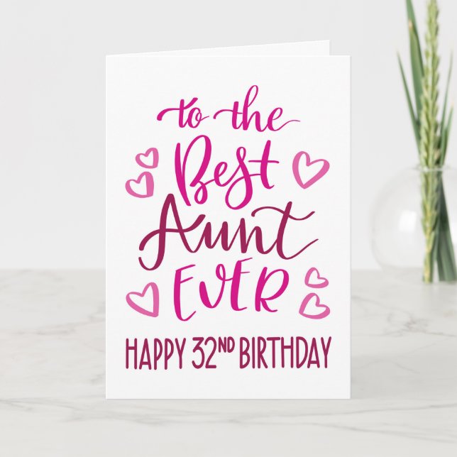 Carte Meilleure Tante Ever 32ème Anniversaire Typographi (Devant)