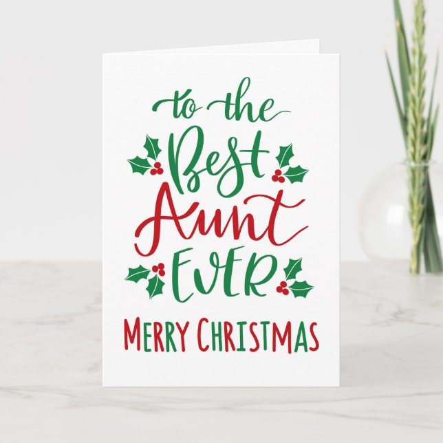 Carte Meilleure tante Joyeuse Typographie de Noël (Devant)
