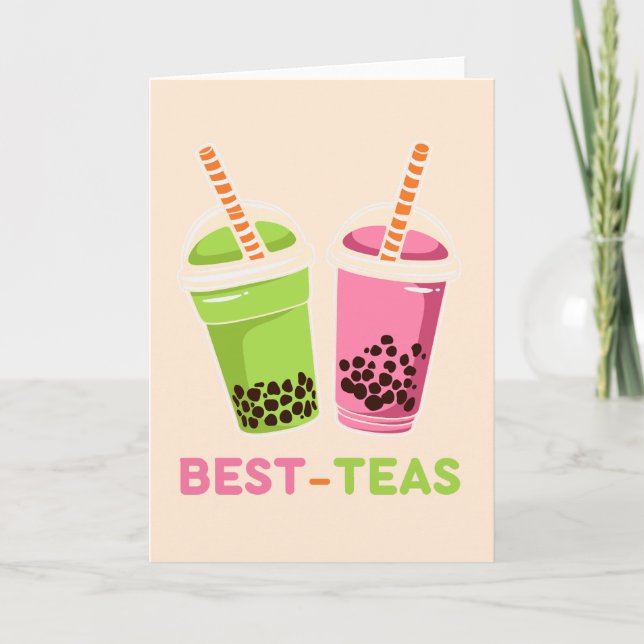 Carte Meilleure teas kawaii boba bulbe thé meilleur amis (Devant)