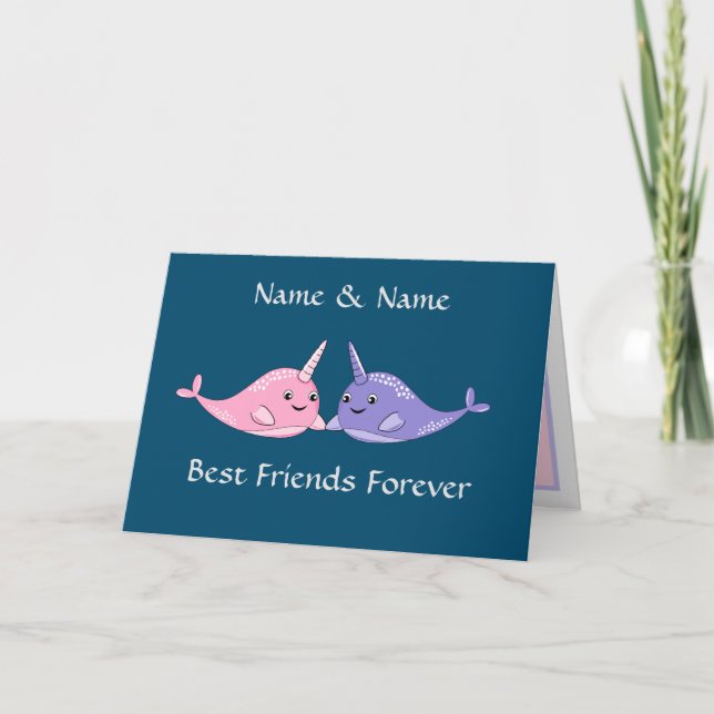 Carte Meilleures Amies Pour Toujours Narval Mignon (Devant)