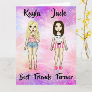 Carte Meilleurs amis Forever Blonde et Brunette Custom