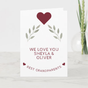 Carte Meilleurs grands-parents Coeur rouge Aquarelle Twi