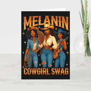 Carte Melanin Black Cowgirl Magie Western Juneteenth Bla