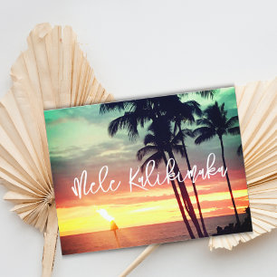 Carte Mele Kalikimaka Beau coucher de soleil hawaïen de