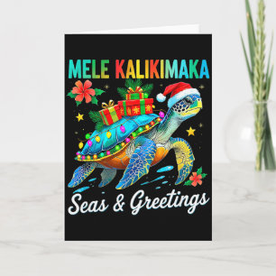 Carte Mele Kalikimaka Fête Hawaïenne Queue Santa Tortue