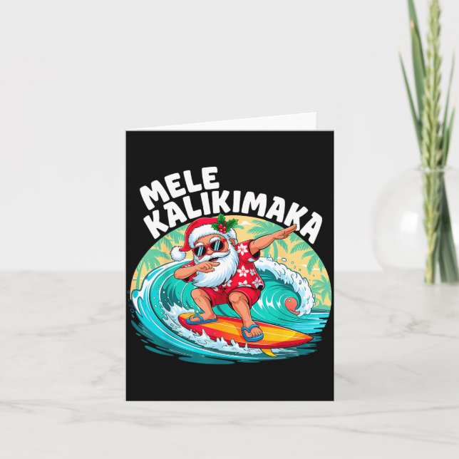 Carte Mele Kalikimaka Hawaiian Christmas Santa Surfing B (Devant)