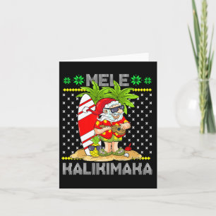 Carte Mele Kalikimaka Père Noël Surfeur Guitare Hawaïen