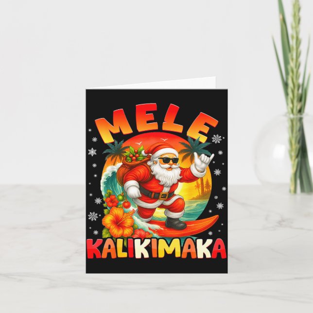 Carte Mele Kalikimaka Santa Rock On Hawaii Christmas Xma (Devant)