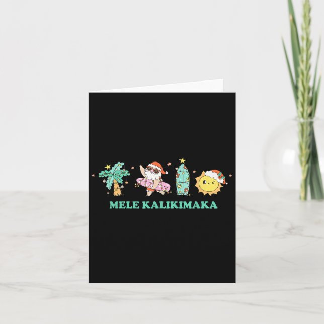 Carte Mele Kalikimaka Trocal Palm Tree Santa Surfing Haw (Devant)