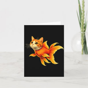 Carte Mème d'animal mignon hybride de chat poisson rouge