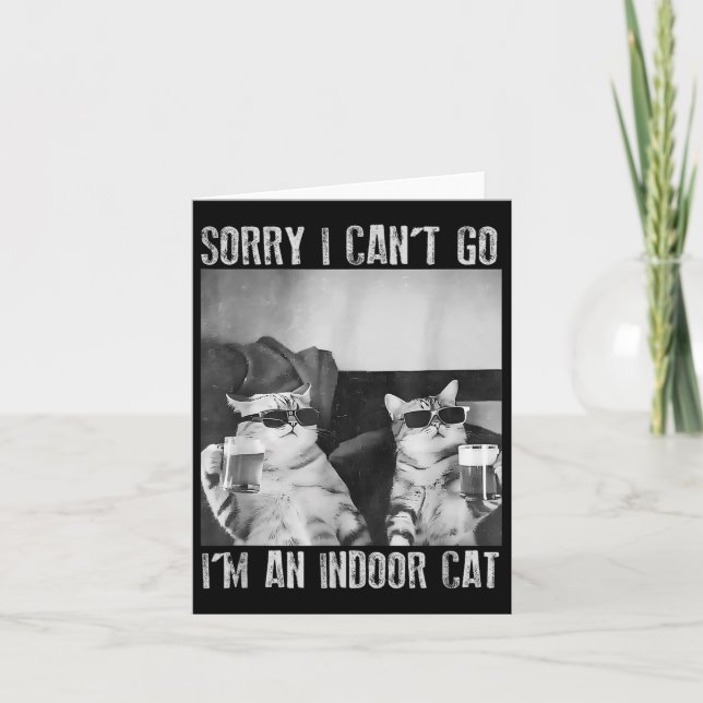 Carte Mème de chat d'intérieur drôle Désolé je ne peux p (Devant)
