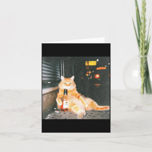 Carte Mème de chat ivre vintage dans une rue nocturne dr