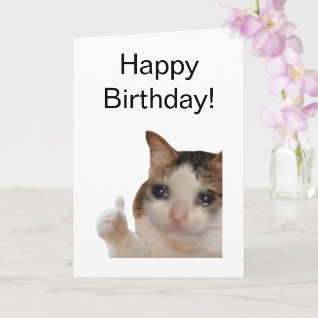 Carte Mème de chat OK Plied Thumbs Up (Orchidée)