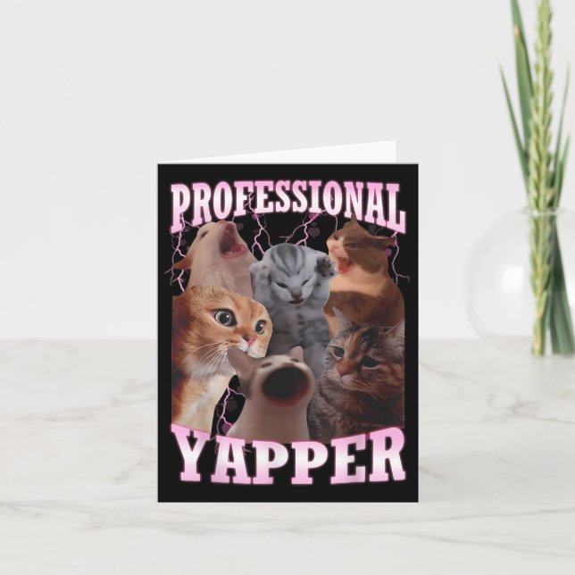 Carte Mème de chat professionnelmente jacasseur drôle sp (Devant)