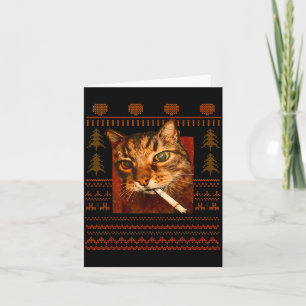Carte Mème de chat qui fume drôle Noël laid pour hommes