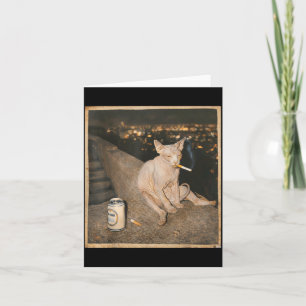 Carte Mème de chat Sphynx qui fume - œuvre d'art drôle