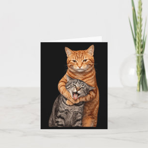 Carte Mème de chats drôles qui s'étreignent Chat orange 