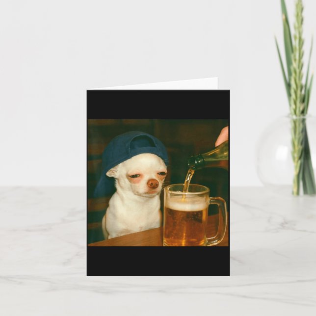 Carte Mème de chien drôle de bière Chihuahua Réaction de (Devant)