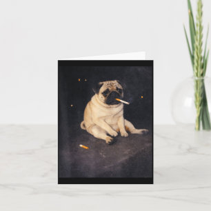 Carte Mème de chien pug drôle fumant une cigarette dans 