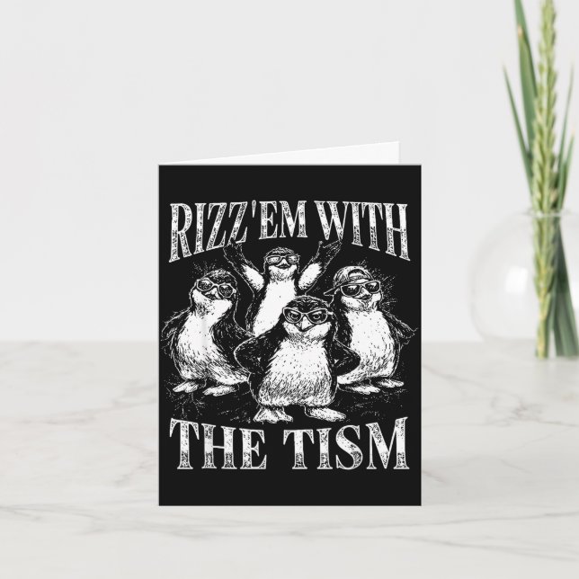Carte Mème de pingouin rétro tism drôle rizz em (Devant)