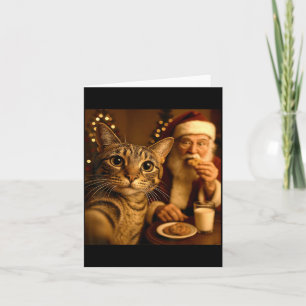 Carte Mème de selfie de chat de Noël drôle avec le Père
