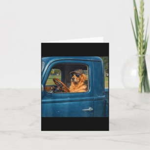 Carte Mème drôle de golden retriever chien conduisant vi