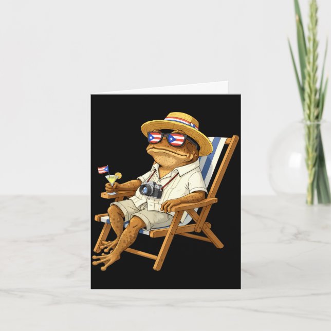 Carte Mème drôle de grenouille coqui drapeau de Porto Ri (Devant)