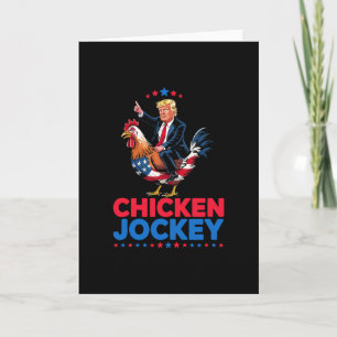 Carte Mème drôle de Trump Jockey de poulet 