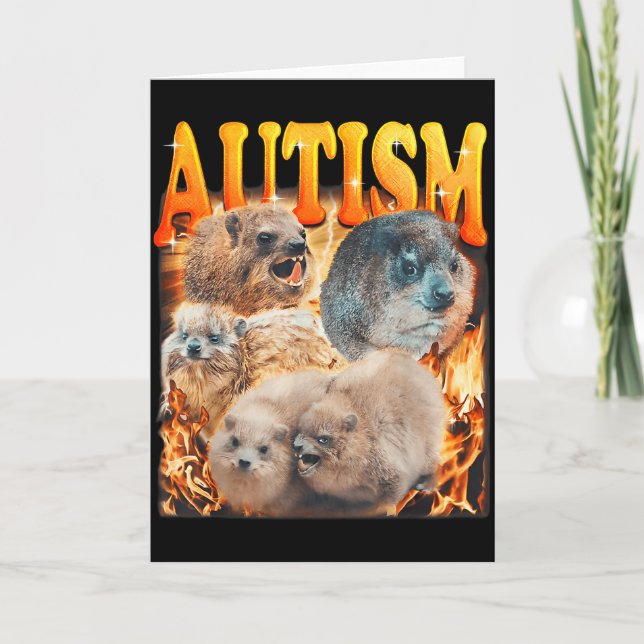 Carte Mème drôle Marmottes Autiste Autisme A (Devant)