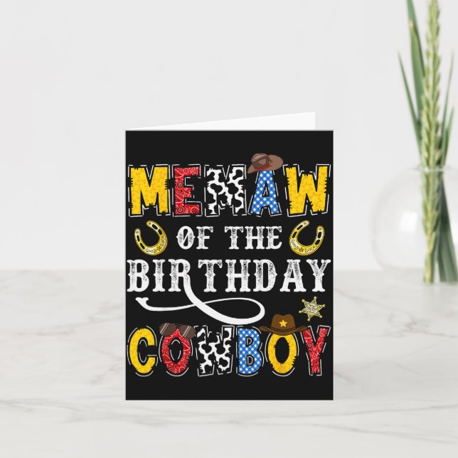 Carte Mémé du cow-boy du western rodeo d'anniversaire Mé (Devant)