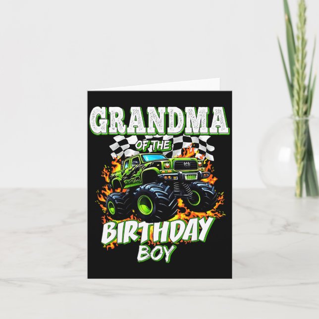 Carte Mémé du garçon anniversaire camion monstre anniver (Devant)