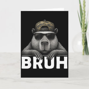 Carte Mème graphique drôle Capybara Bruh pour garçons fi