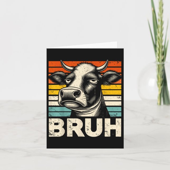 Carte Mème Graphique Drôle Vache Bruh Pour Garçons Fille (Devant)