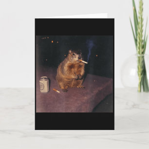 Carte Mème rétro drôle de marmotte qui fume une cigarett