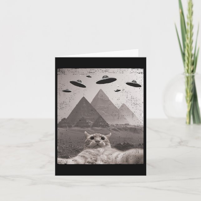 Carte Mème Ufo Chat - Selfie Chat Drôle Avec Ufos (Devant)