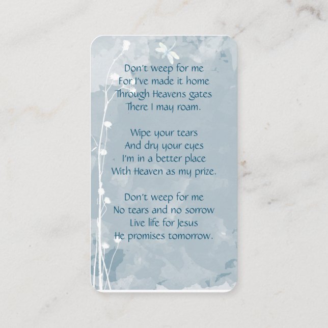 Carte mémoire mémorial Fleur blanche (Dos)