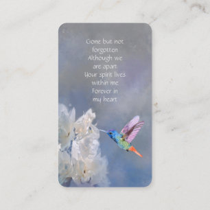 Carte mémoire Mémorial Fleurs blanches colibris