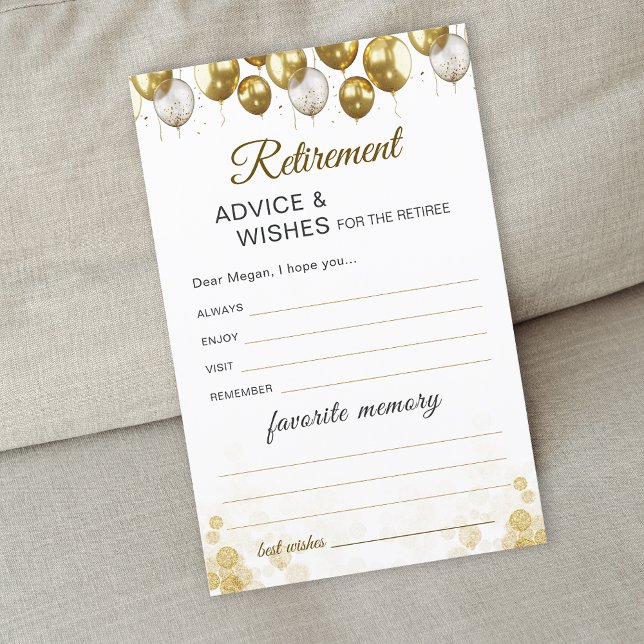 Carte mémoire préférée Gold Balloon Happy Retireme (Gold Balloon Happy Retirement Favorite Memory Card)