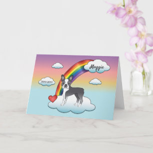 Carte Mémorial Arc-en-ciel Boston Terrier Bleu et Blanc