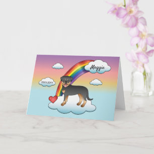 Carte Mémorial arc-en-ciel de Rottweiler noir et feu