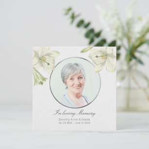 Carte Mémorial argenté léger de sympathie de lis