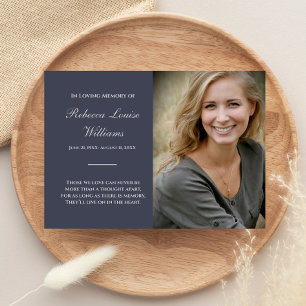 Carte Mémorial avec photo Funéraire gris bleu