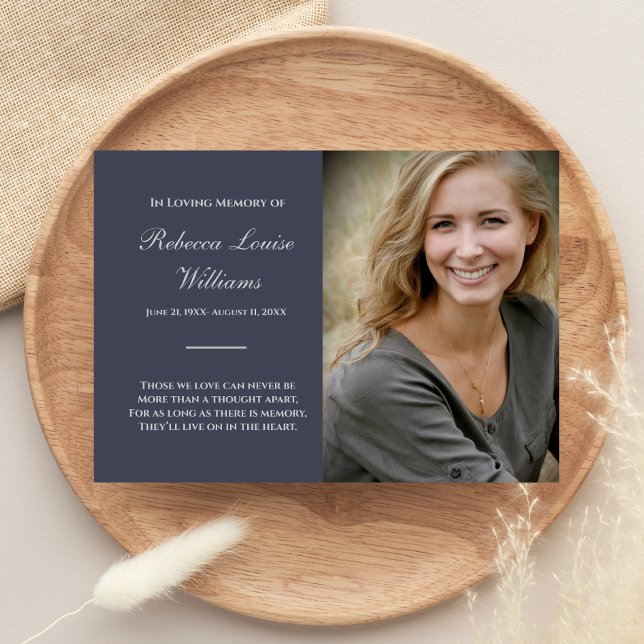 Carte Mémorial avec photo Funéraire gris bleu (Créateur téléchargé)