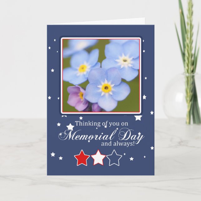 Carte Memorial Day Avec Fleurs Forget-Me-Not (Devant)