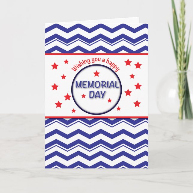 Carte Memorial Day, Patriotique Chevron Stripes, Stars R (Devant)