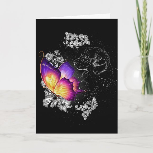 Carte Mémorial de beagles avec papillon pour chien au ci (Devant)