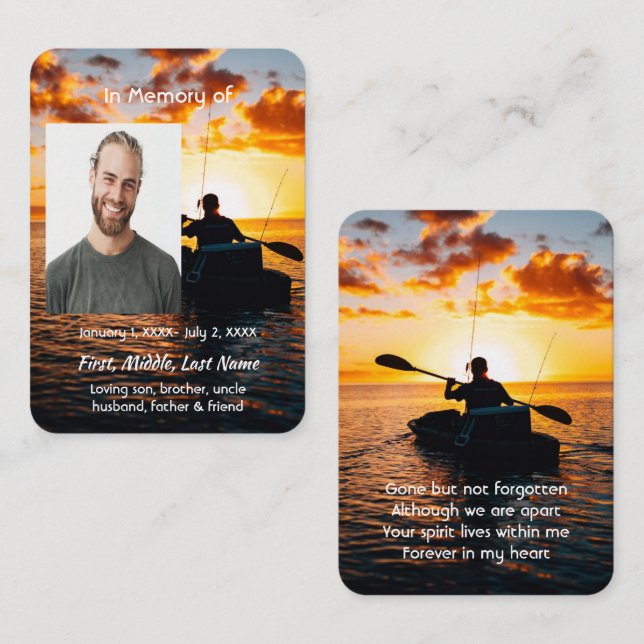 Carte Memorial Pocket Card Kayaking Sport (Devant / Derrière)